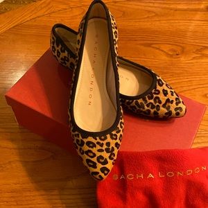 Sacha London Leopard Ballet Flats - Size 7.5 - with shoe bag & original box